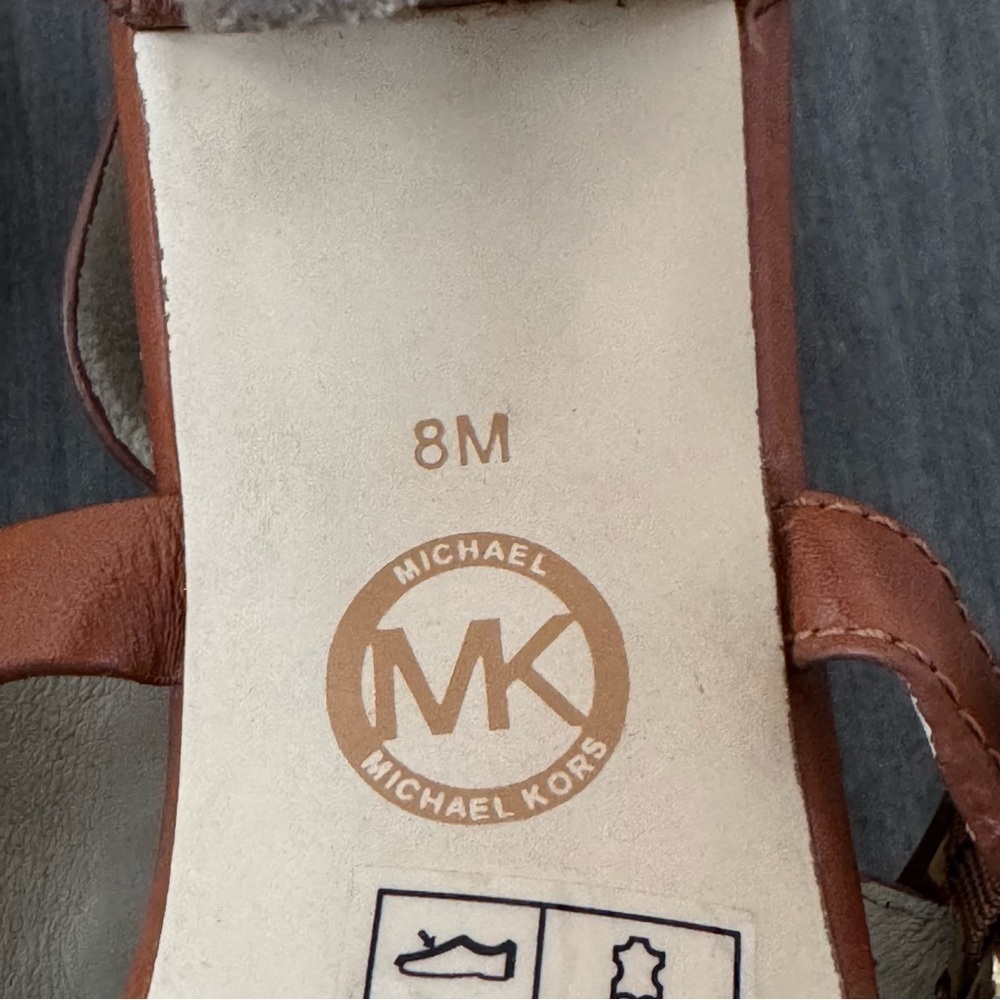 Michael Kors leather strappy gladiator brown camel heels size 8 - Picture 11 of 11